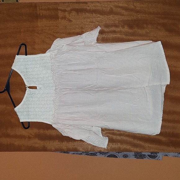 Democracy Pink Cream Striped Off The Shoulder Top - Picture 6 of 9